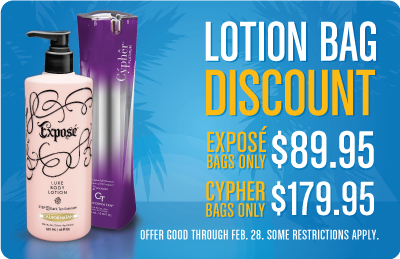Lotion Bag Discount -  Exposé Bags Only  $89.95  Cypher Bags Only  $179.95